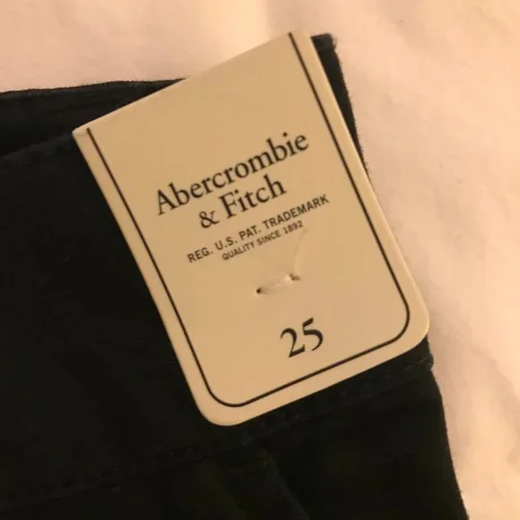 NWT ABERCROMBIE & FITCH Cotton Chino Tailored Shorts Black Size 25 - Picture 4 of 5